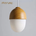 Nut Wood Glass Pendant Light