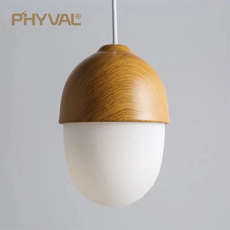 Nut Wood Glass Pendant Light