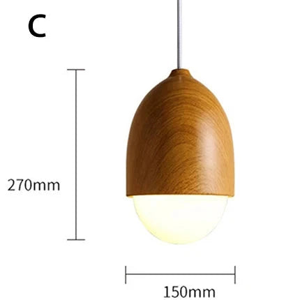 Nut Wood Glass Pendant Light