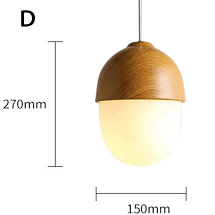 Nut Wood Glass Pendant Light