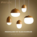 Nut Wood Glass Pendant Light
