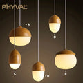 Nut Wood Glass Pendant Light