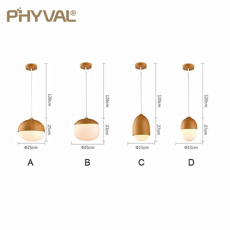 Nut Wood Glass Pendant Light