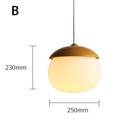 Nut Wood Glass Pendant Light