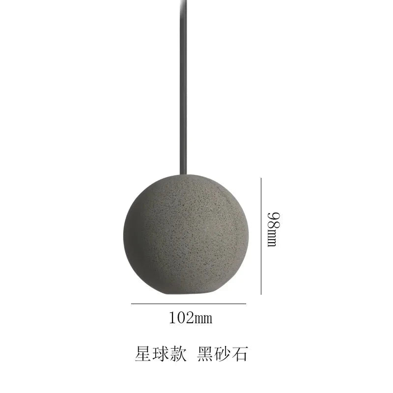 Modern LED Concrete Ball Pendant Light – Minimalist Cement Chandelier