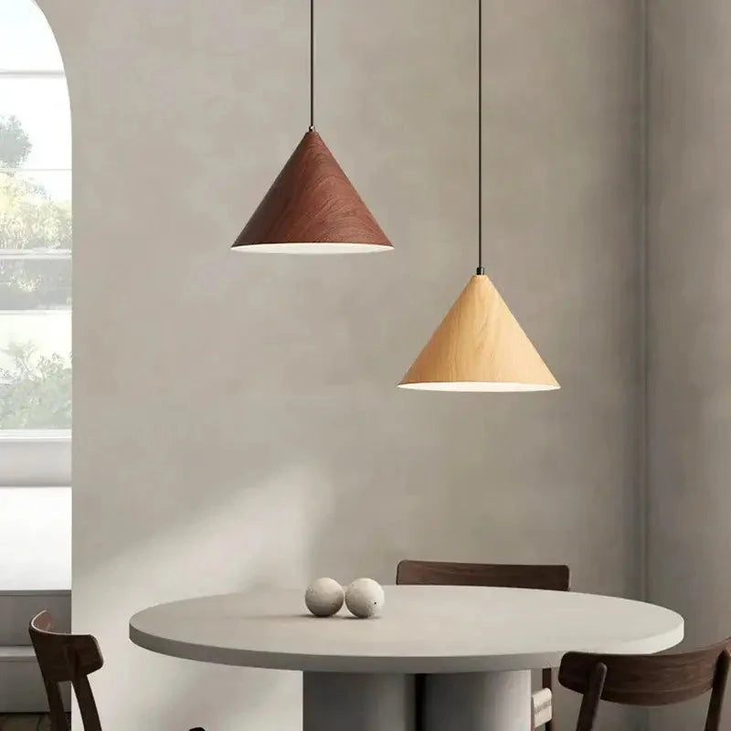 Conical Wooden Pendant Light