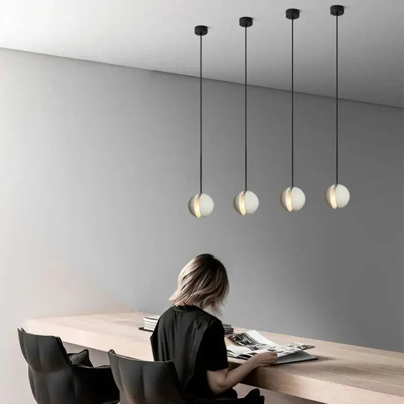 Modern LED Concrete Ball Pendant Light – Minimalist Cement Chandelier