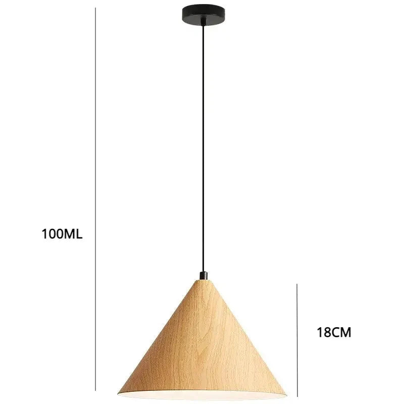 Conical Wooden Pendant Light