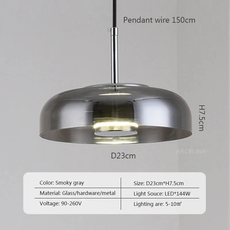 Smoked Glass Pendant Light Bowl for Elegant Illumination