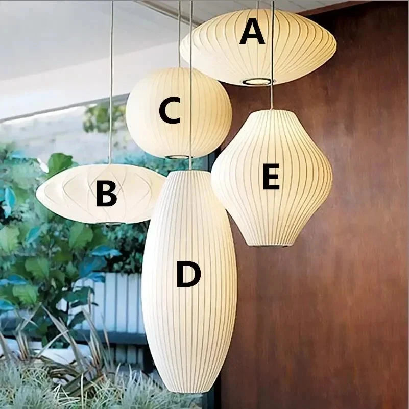 Nelson Bubble LED Pendant Lights – Elegant White Silk Lantern for Home, Shops & Restaurants