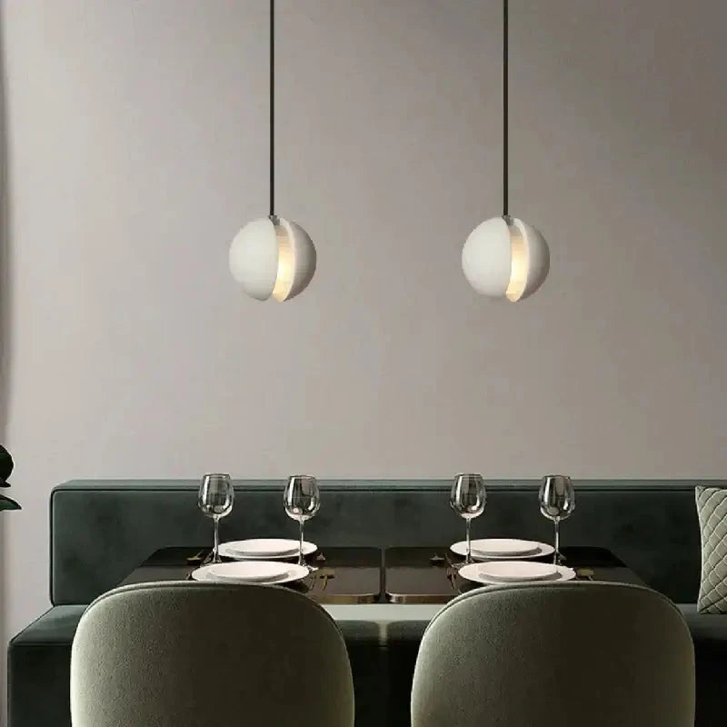 Modern LED Concrete Ball Pendant Light – Minimalist Cement Chandelier