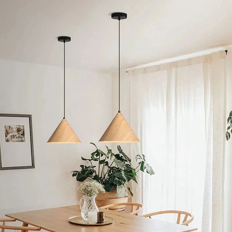 Conical Wooden Pendant Light for Stylish Home Décor