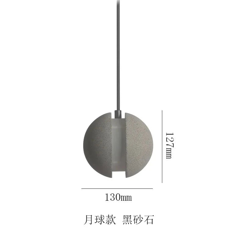 Modern LED Concrete Ball Pendant Light – Minimalist Cement Chandelier